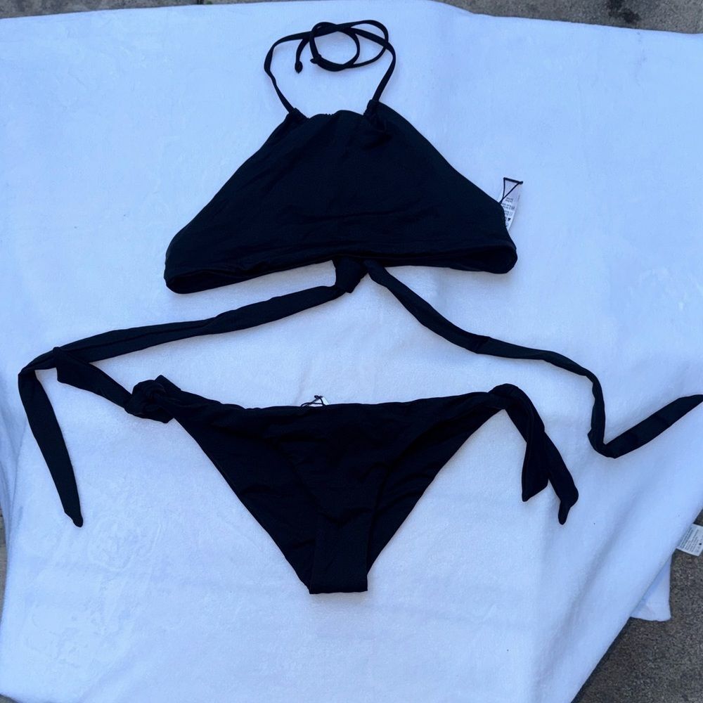 L*Space Navy Lizzie Criss Cross Halter Swim Top & Bikini Bottom